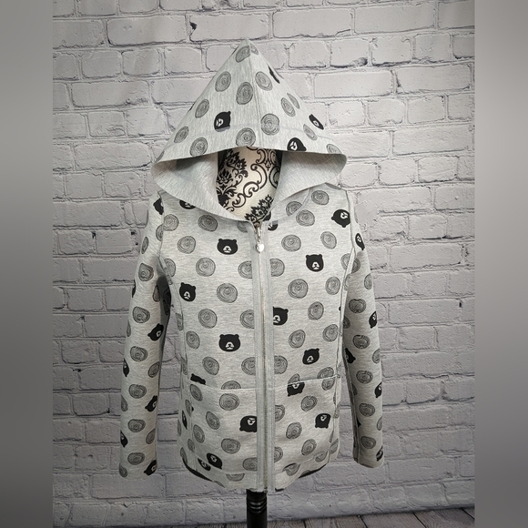 ES Style women's long sleeve zip front reversible hoodie jacket pockets sz s b23